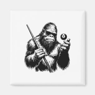 Bigfoot Billiards Player - Funny Sasquatch Billiar Magnet