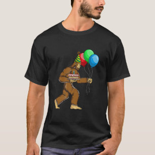 Bigfoot Birthday Cake Balloons Sasquatch Yeti T-Shirt