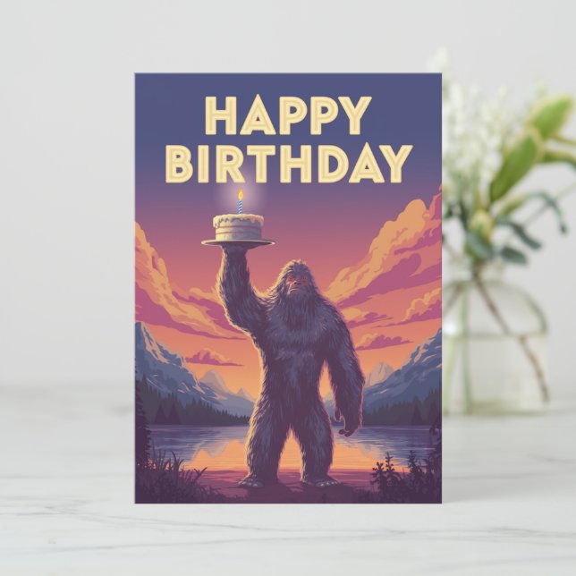 BigFoot Birthday Cryptozoology Art Weird Funny  Invitation (Standing Front)