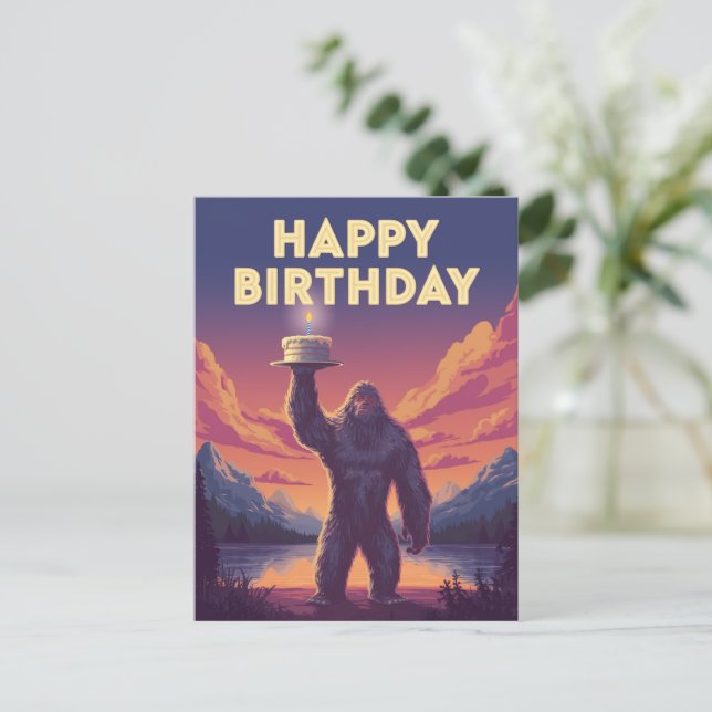 BigFoot Birthday Cryptozoology Art Weird Funny  Postcard (Standing Front)