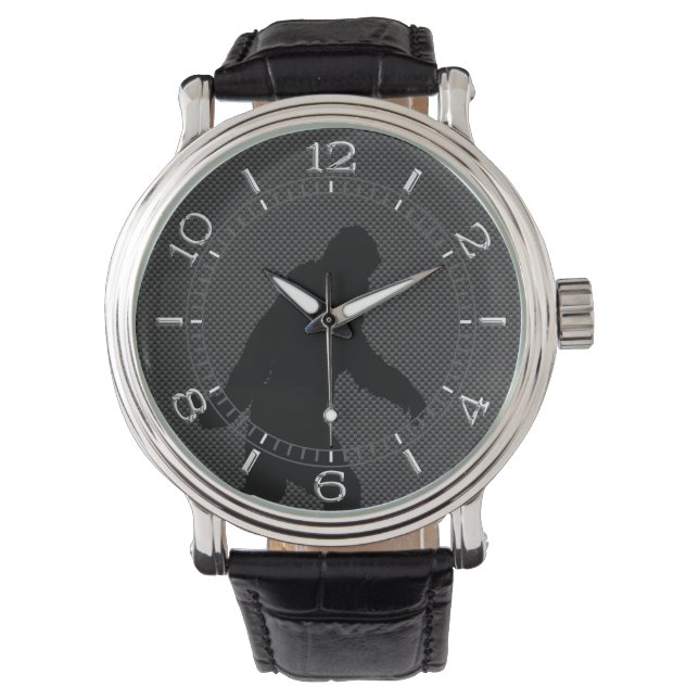 Bigfoot Black Silhouette Carbon Style Dial Watch (Front)