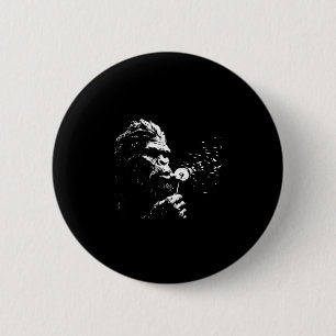 Bigfoot blowing dandelion vintage sasquatch men 2 inch round button