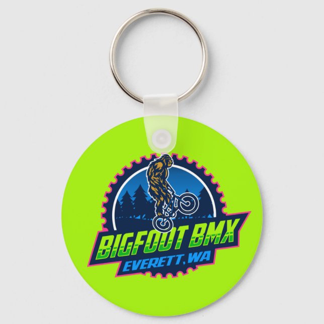 Bigfoot BMX Green Keychain (Pink Outline) (Front)
