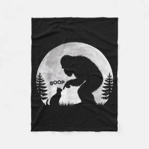 Bigfoot Boop Cat Retro Funny Sasquatch Meme Cat Fleece Blanket