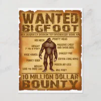 Bigfoot Bounty 10 Million Dollar Wanted Poster Postcard