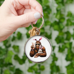 Bigfoot Bunny Funny Easter Day Sasquatch Keychain