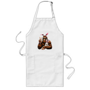 Bigfoot Bunny Funny Easter Day Sasquatch Long Apron
