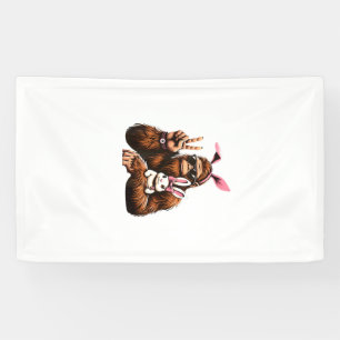 Bigfoot Bunny Funny Easter Day Sasquatch T-Shirt Banner