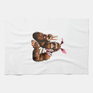 Bigfoot Bunny Funny Easter Day Sasquatch T-Shirt Kitchen Towel