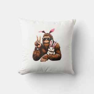 Bigfoot Bunny Funny Easter Day Sasquatch T-Shirt Throw Pillow