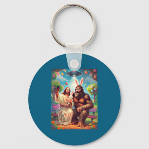 Bigfoot bunny funny easter jesus sasquatch selfie  keychain