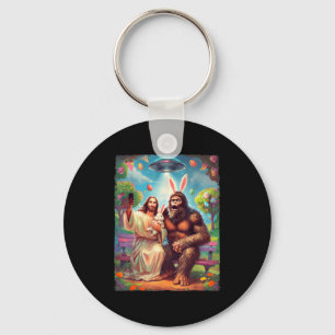 Bigfoot bunny funny easter jesus sasquatch selfie  keychain