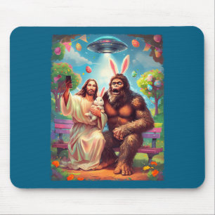 Bigfoot bunny funny easter jesus sasquatch selfie mouse pad