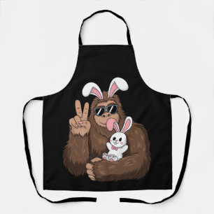 Bigfoot Bunny Rabbit Funny Easter Day Sasquatch Apron