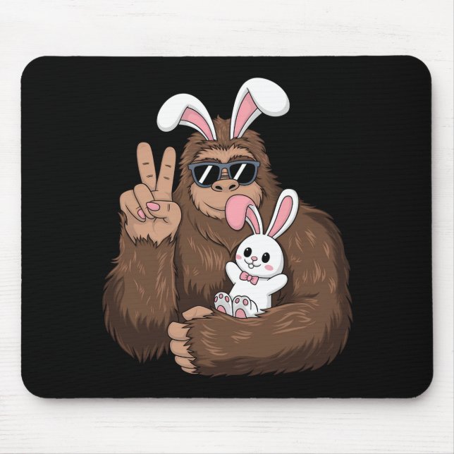 Bigfoot Bunny Rabbit Funny Easter Day Sasquatch Mouse Pad (Front)