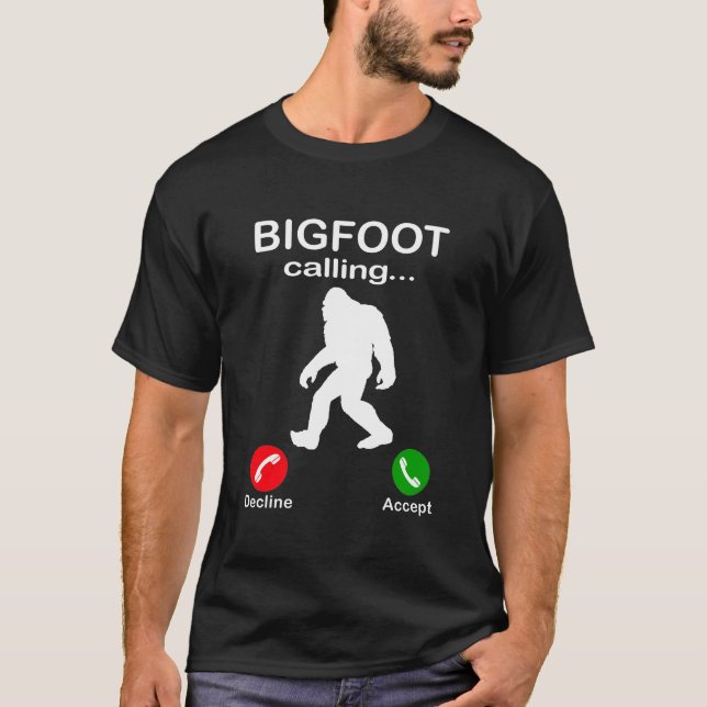 Bigfoot Calling Trick or Treat Funny Halloween  T-Shirt (Front)
