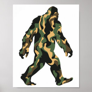 Bigfoot Camo Sasquatch Outdoor Camping Men Women H Poster
