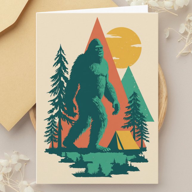 BigFoot Camping Forest Mountains Funny Birthday Card (Creator Uploaded)