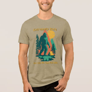 BigFoot Camping Forest Mountains Funny Birthday Tri-Blend Shirt
