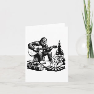 Bigfoot Camping Smore Rock Bigfoot Playing Guitar  Card