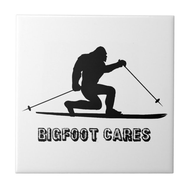 Bigfoot Cares Telemark Skiing Tile (Front)