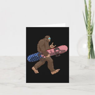 Bigfoot Carrying American Flag Snowboard For Snowb Card