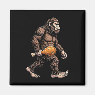 Bigfoot Carrying Chicken Drumstick Sasquatch Lover Magnet