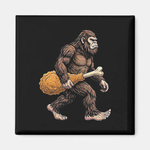 Bigfoot Carrying Chicken Drumstick Sasquatch Lover Magnet