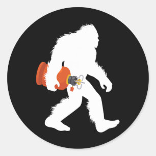 Bigfoot Carrying Propane Tank Sasquatch Bbq Gas Bu Classic Round Sticker
