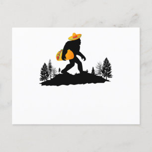 Bigfoot Carrying Taco Cinco De Mayo Sasquatch Postcard