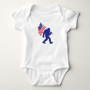 Bigfoot Carrying the American Flag Baby Bodysuit