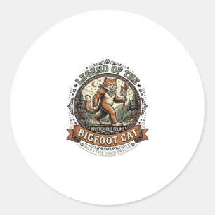 Bigfoot Cat Bigfoot Sasquatch Cat Vintage Vector A Classic Round Sticker