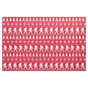 Bigfoot Christmas Holidays Sasquatch Print Fabric