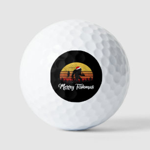 Bigfoot Christmas Santa Hat Merry Fishmas Vintage Golf Balls