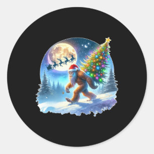 Bigfoot Christmas Santa Holiday Sasquatch Xmas  Classic Round Sticker