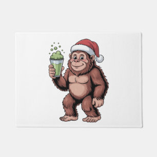 Bigfoot Christmas Sasquatch Matcha Lover  Doormat