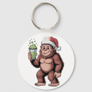 Bigfoot Christmas Sasquatch Matcha Lover Keychain