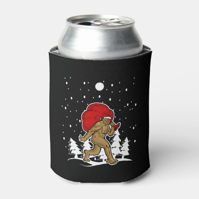 Bigfoot Christmas Shirt Holiday Party Yeti Tshirt Can Cooler (Can Front)