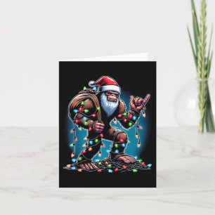 Bigfoot Christmas Tree Lights Xmas Boys Men Sasqua Card
