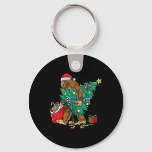 Bigfoot Christmas Tree Lights Xmas Boys Men Sasqua Keychain