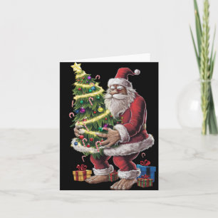 Bigfoot Christmas Tree Lights Xmas Sasquatch Lover Card