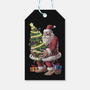 Bigfoot Christmas Tree Lights Xmas Sasquatch Lover Gift Tags