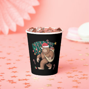 Bigfoot Christmas Tree Lights Xmas Sasquatch Lover Paper Cups