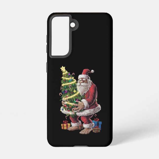 Bigfoot Christmas Tree Lights Xmas Sasquatch Lover Samsung Galaxy S21 Case (Back)
