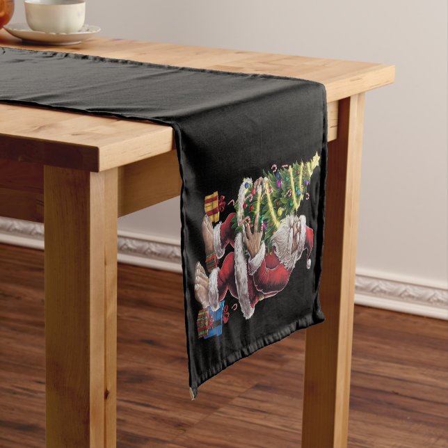 Bigfoot Christmas Tree Lights Xmas Sasquatch Lover Short Table Runner (In Situ)