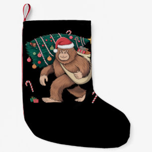 Bigfoot Christmas Tree Lights Xmas Sasquatch Lover Small Christmas Stocking