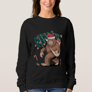 Bigfoot Christmas Tree Lights Xmas Sasquatch Lover Sweatshirt