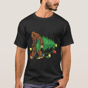 Bigfoot Christmas Tree Lights Xmas Sasquatch T-Shirt