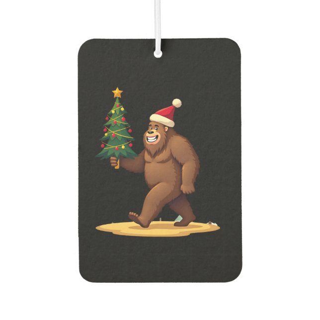 Bigfoot Christmas Tree Santa Hat (1) Air Freshener (Front)