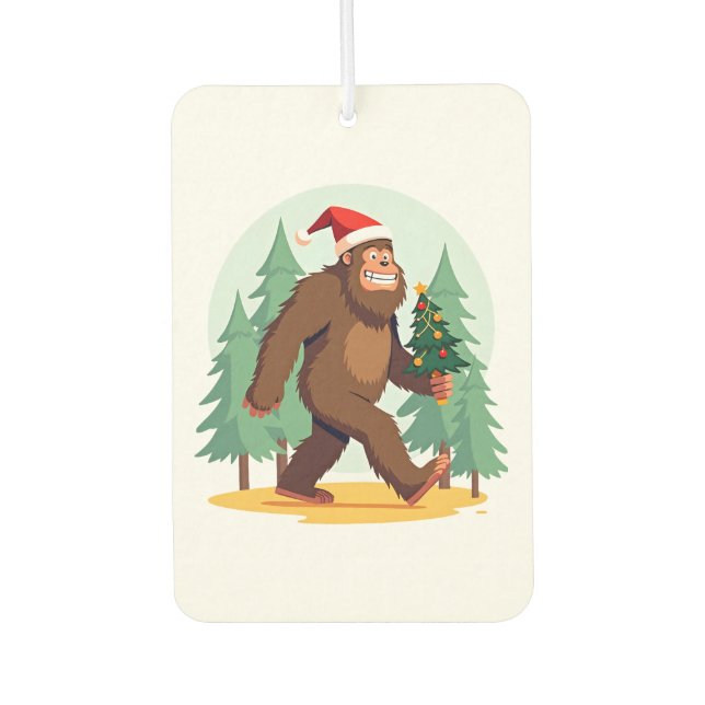 Bigfoot Christmas Tree Santa Hat (1) Air Freshener (Front)